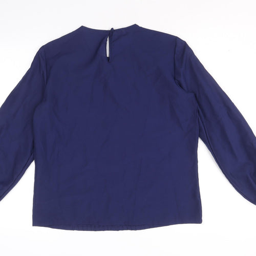 Judy Bond Womens Blue Polyester Basic Blouse Size 12 Round Neck
