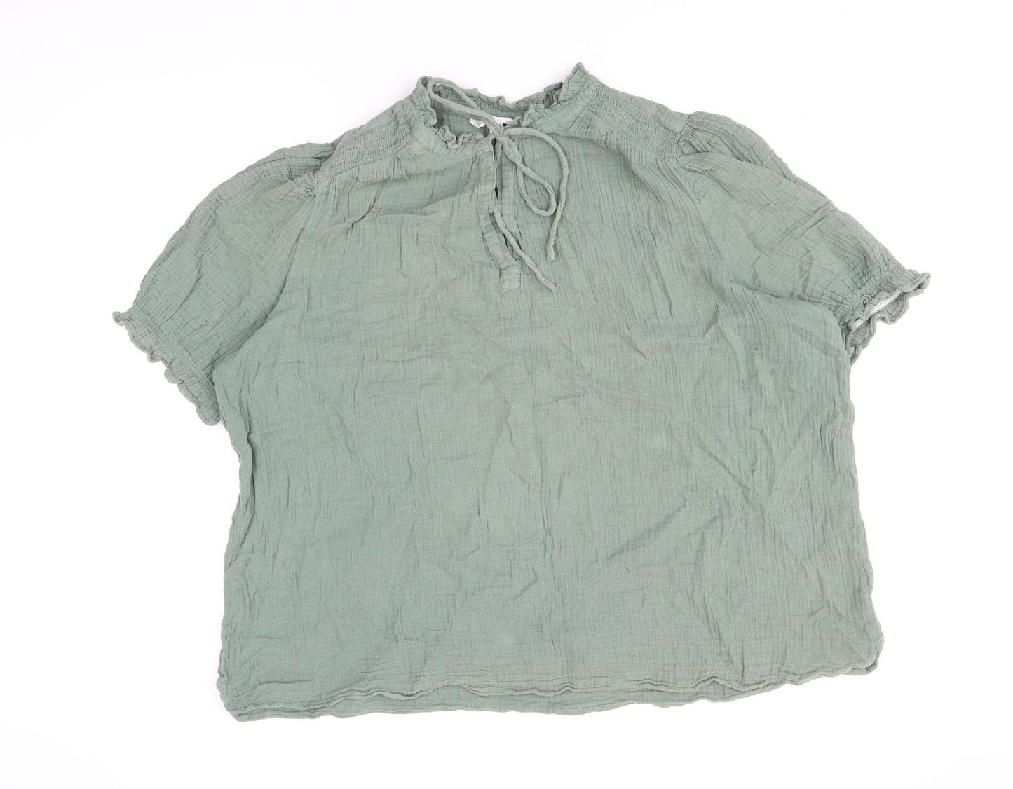 !it Womens Green 100% Cotton Basic Blouse Size 18 Round Neck