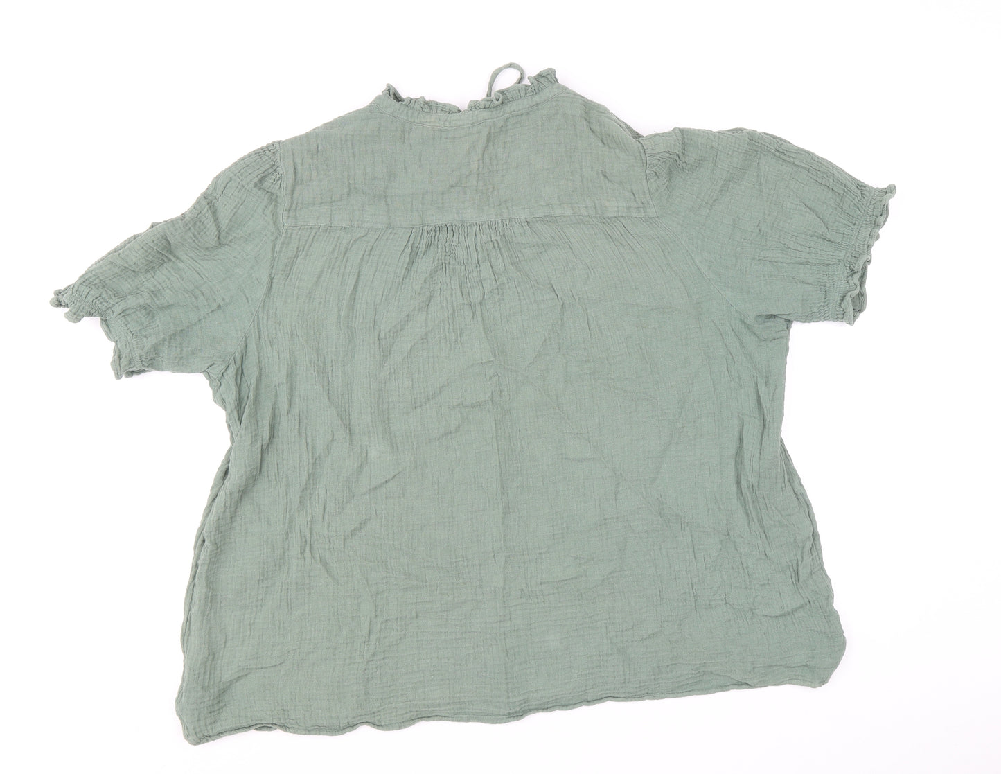 !it Womens Green 100% Cotton Basic Blouse Size 18 Round Neck