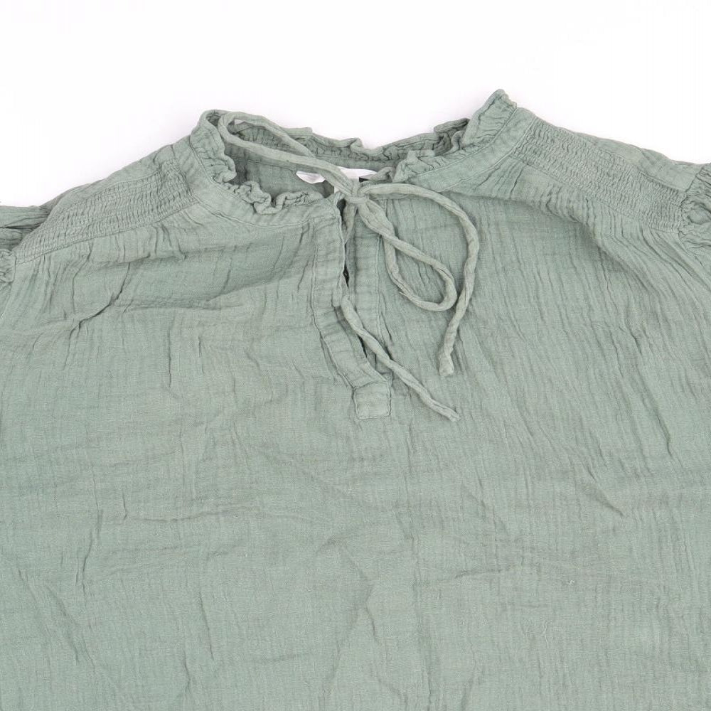 !it Womens Green 100% Cotton Basic Blouse Size 18 Round Neck