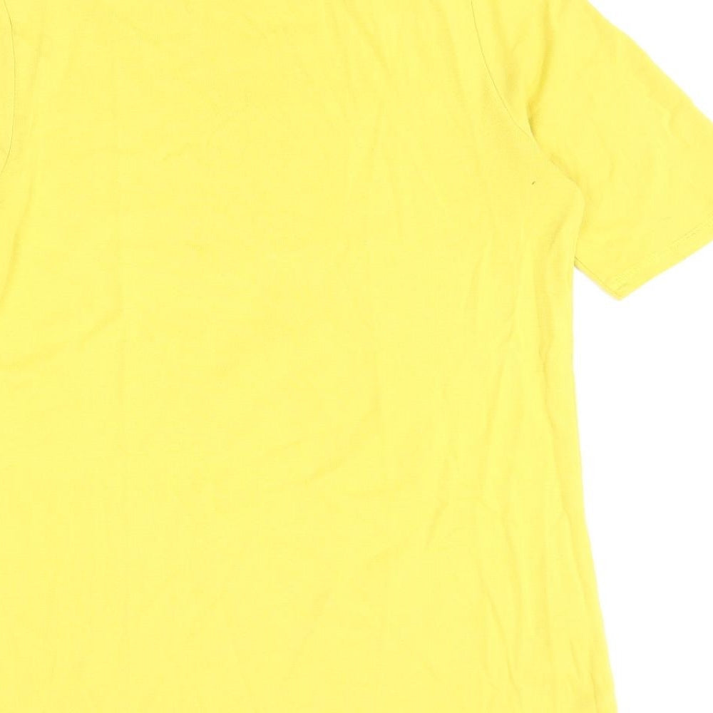 Marks and Spencer Womens Yellow 100% Cotton Basic T-Shirt Size 14 Round Neck