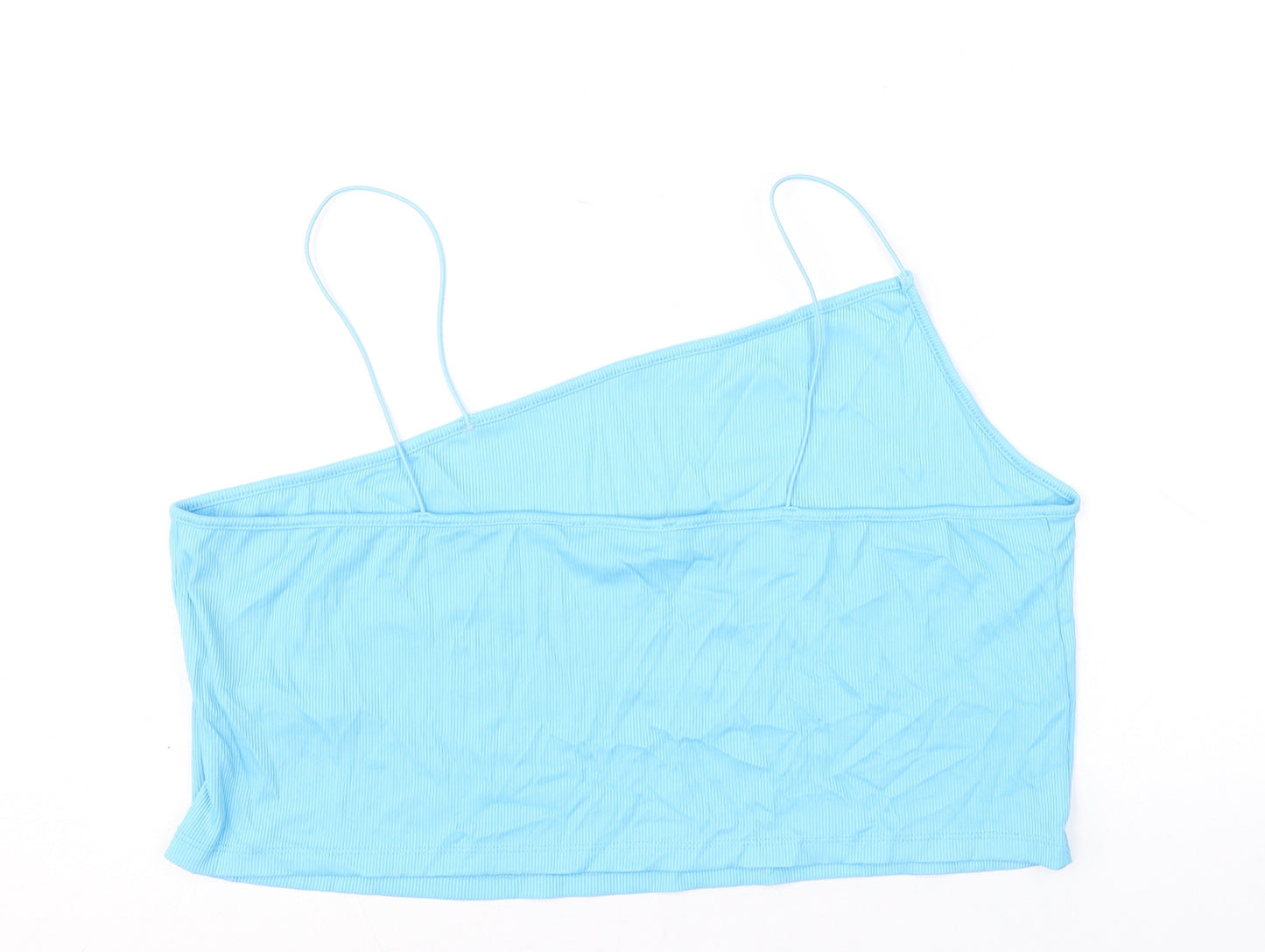 Primark Womens Blue Polyamide Cropped Tank Size 2XL One Shoulder - Asymmetric Neckline