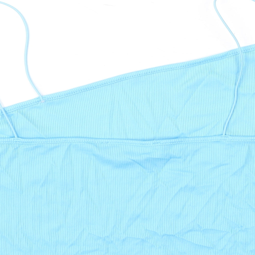 Primark Womens Blue Polyamide Cropped Tank Size 2XL One Shoulder - Asymmetric Neckline