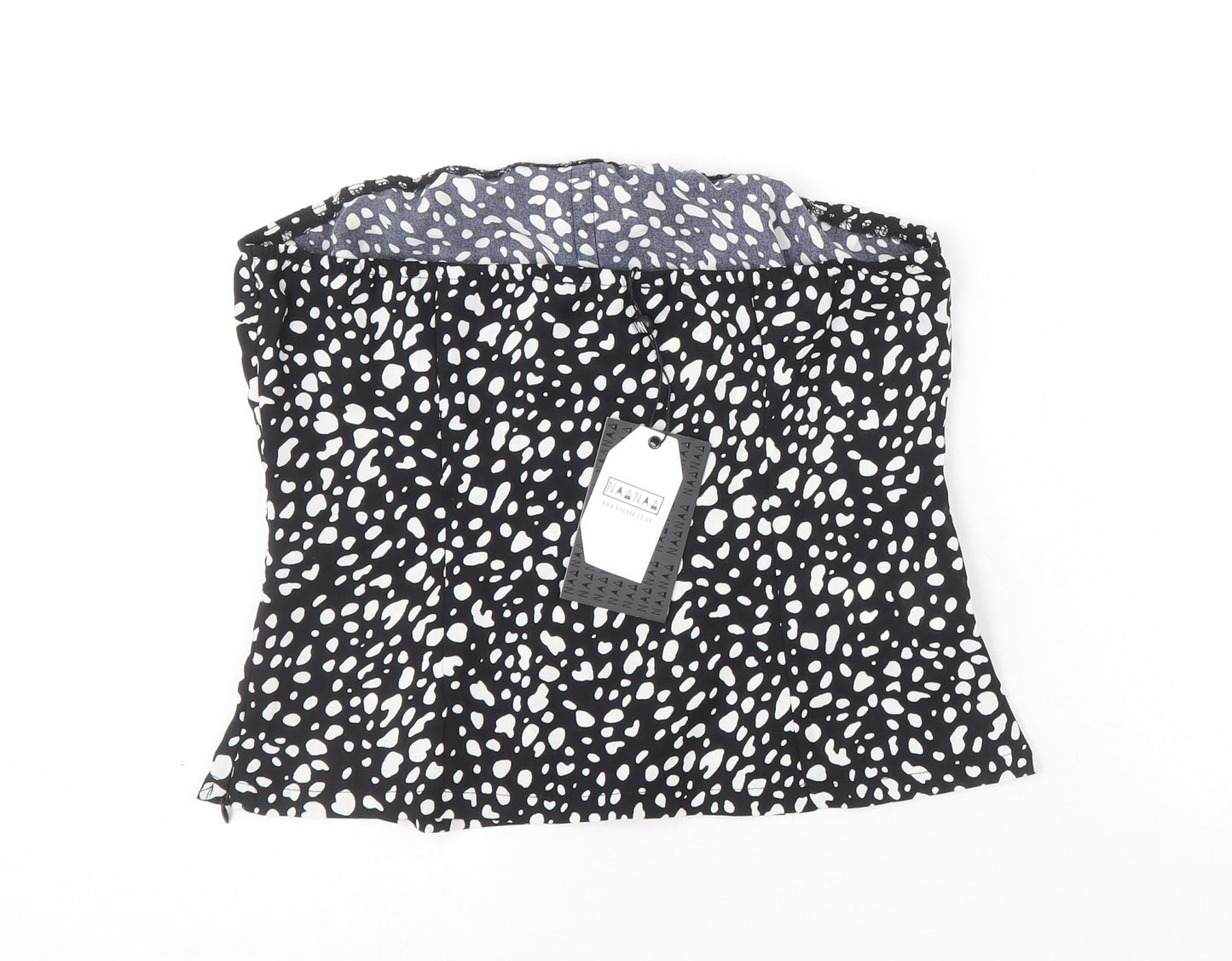 Naanaa Womens Black Geometric Polyester Basic Tank Size 8 Off the Shoulder