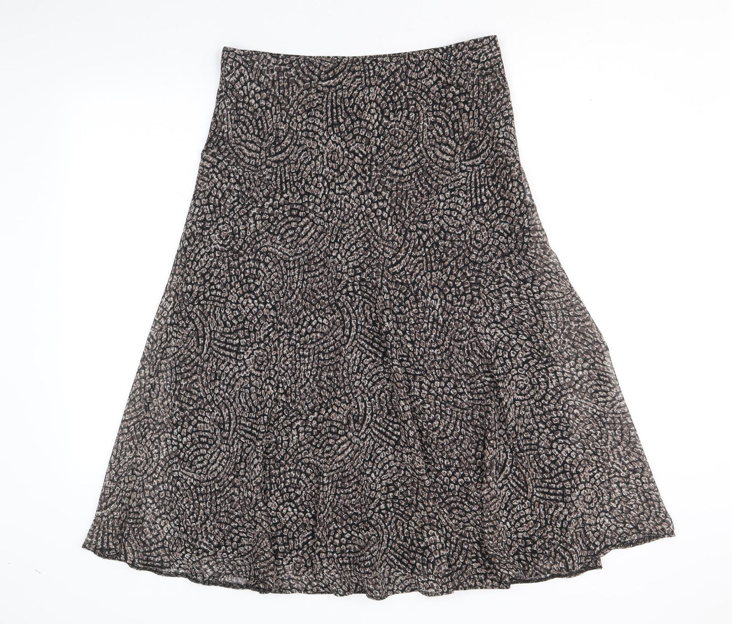 Marks and Spencer Womens Brown Geometric Polyester Swing Skirt Size 12