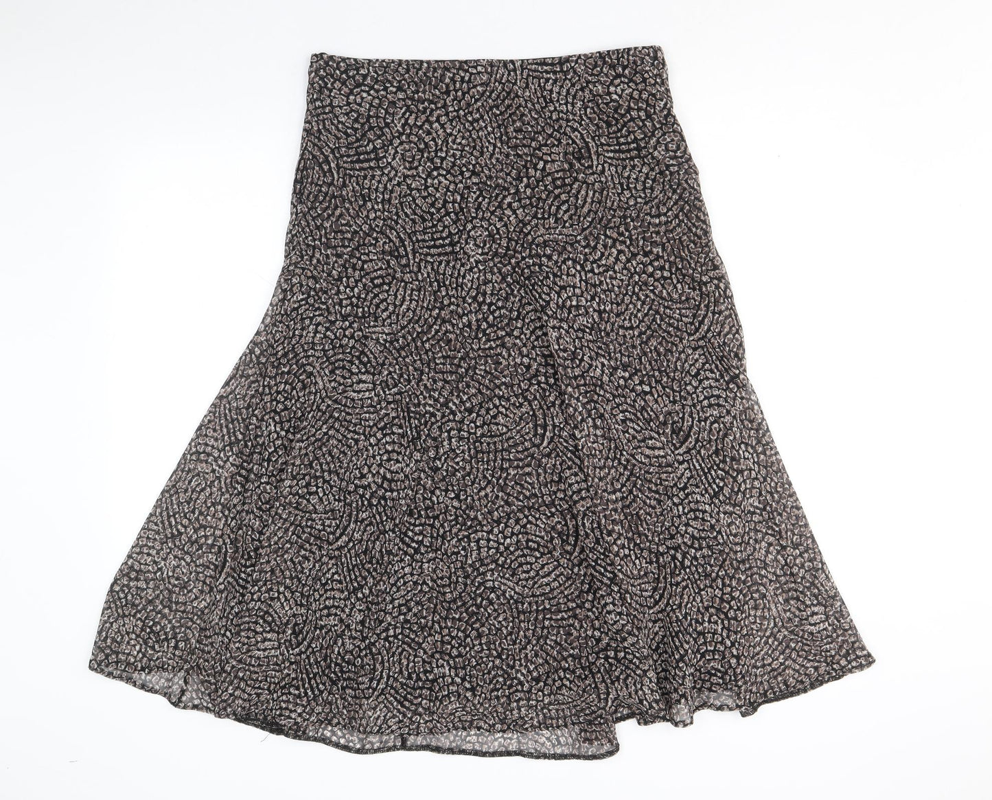Marks and Spencer Womens Brown Geometric Polyester Swing Skirt Size 12