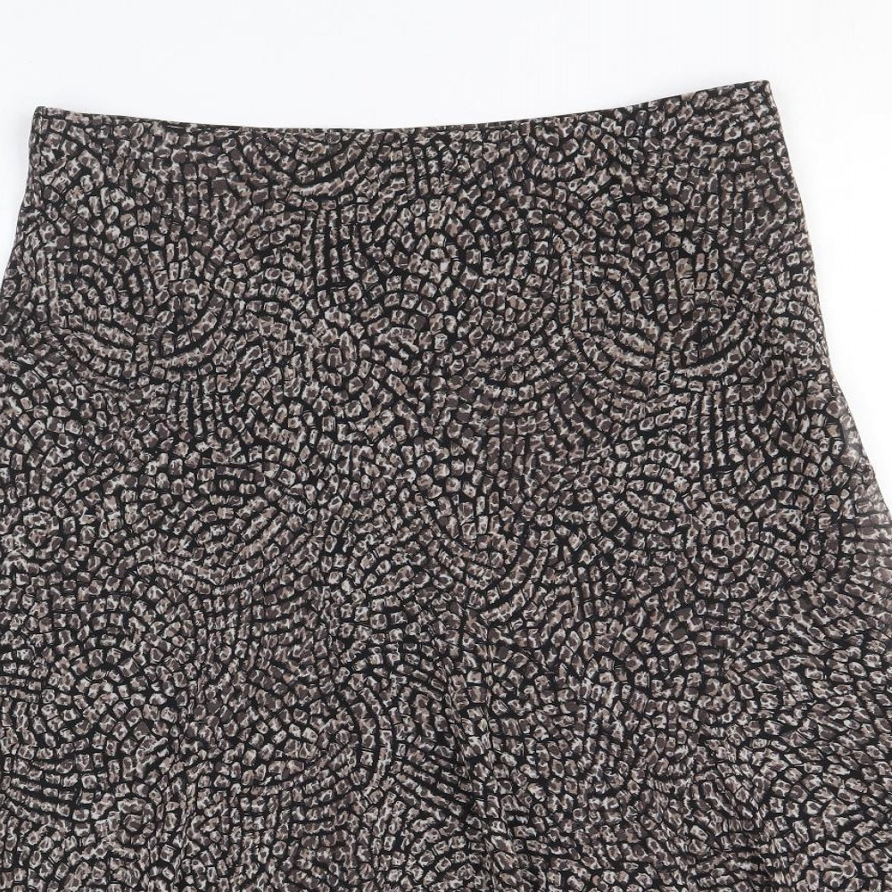 Marks and Spencer Womens Brown Geometric Polyester Swing Skirt Size 12