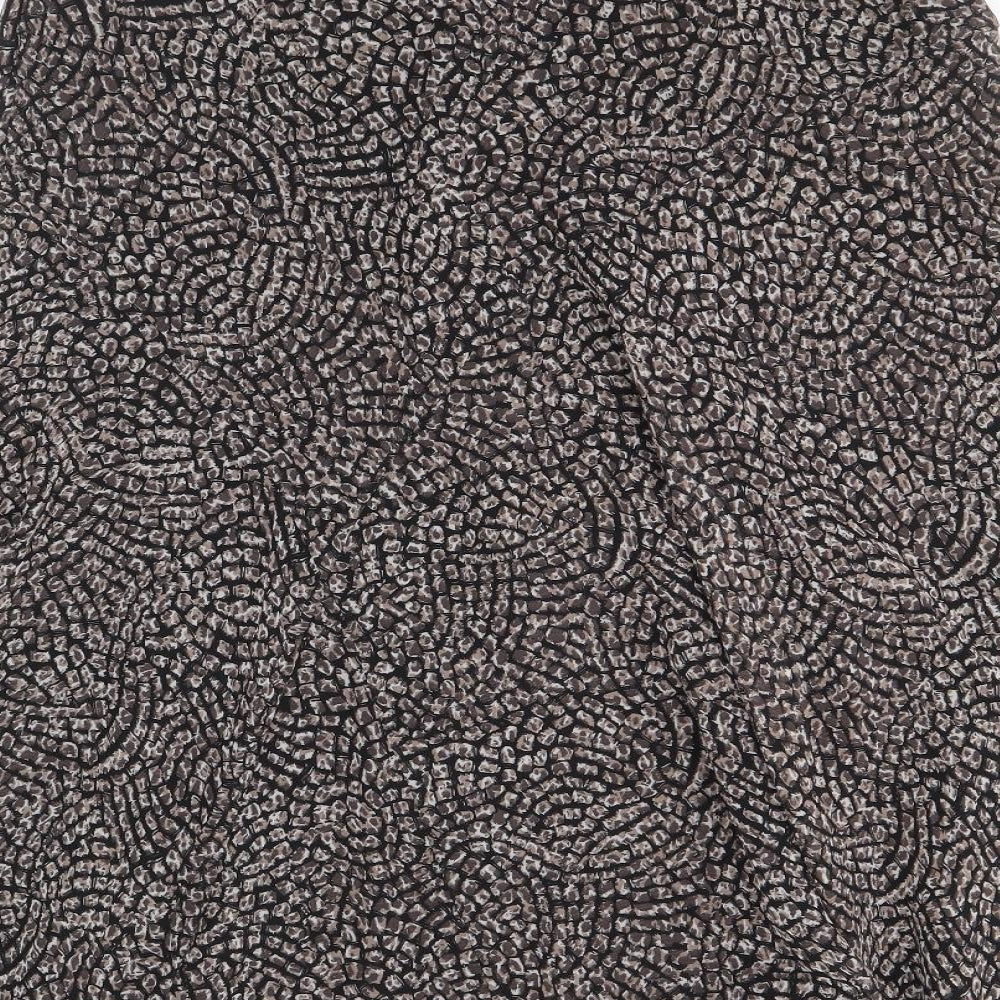 Marks and Spencer Womens Brown Geometric Polyester Swing Skirt Size 12