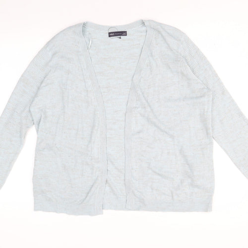 Marks and Spencer Womens Blue V-Neck Acrylic Cardigan Jumper Size L