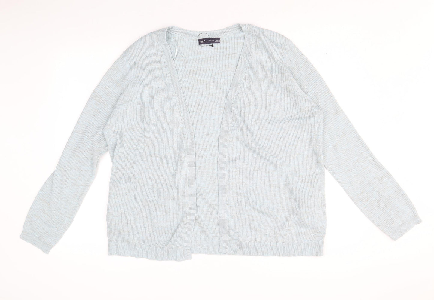 Marks and Spencer Womens Blue V-Neck Acrylic Cardigan Jumper Size L