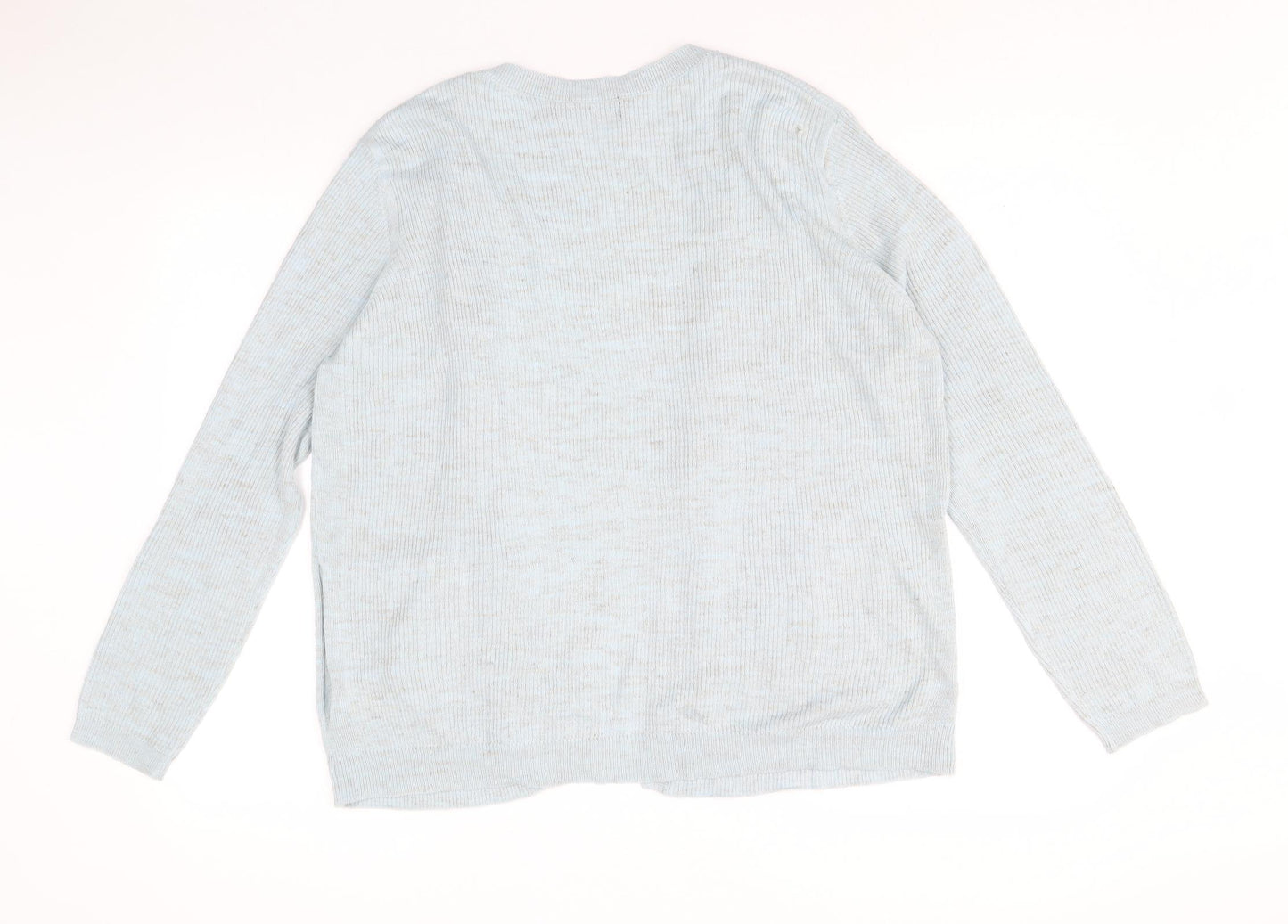 Marks and Spencer Womens Blue V-Neck Acrylic Cardigan Jumper Size L