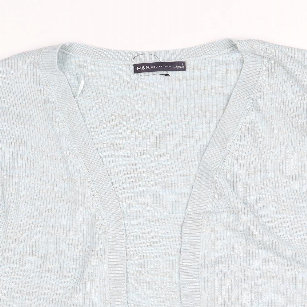 Marks and Spencer Womens Blue V-Neck Acrylic Cardigan Jumper Size L
