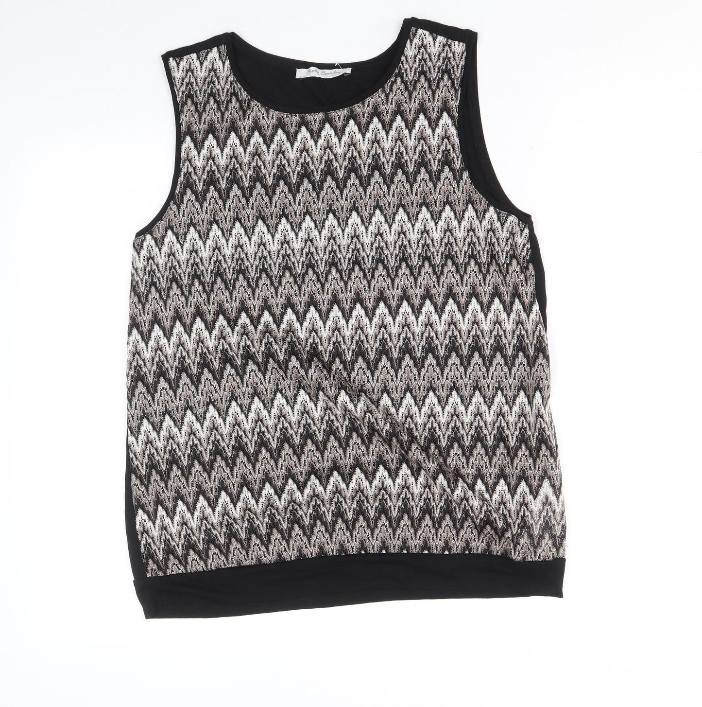 Betty Barclay Womens Black Geometric Polyester Basic Tank Size 14 Round Neck