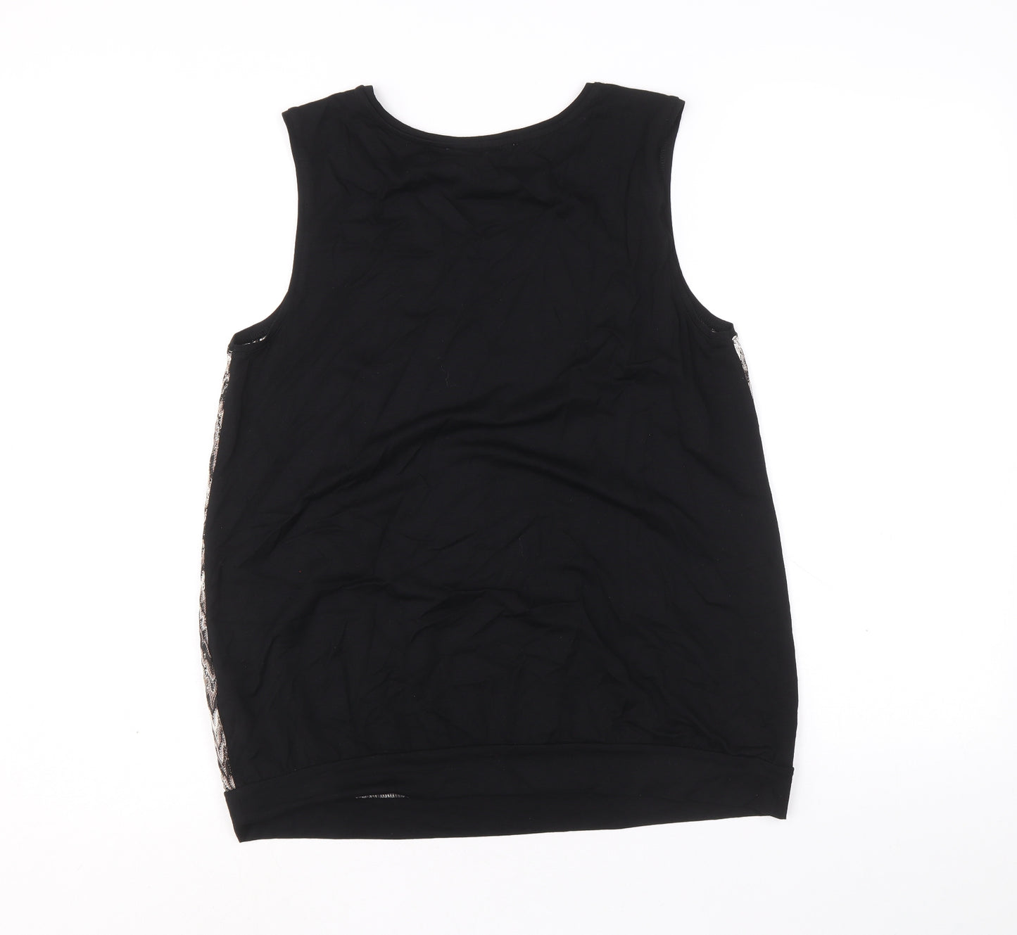 Betty Barclay Womens Black Geometric Polyester Basic Tank Size 14 Round Neck
