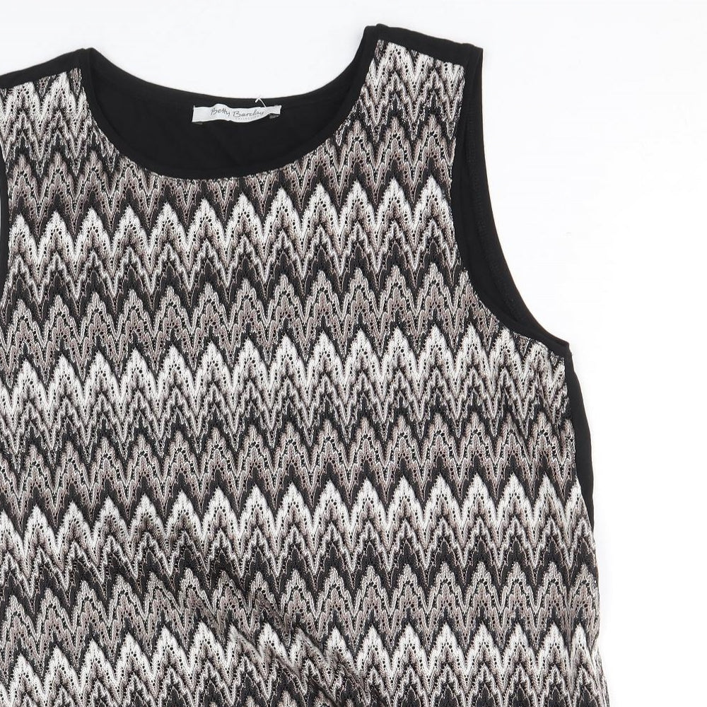 Betty Barclay Womens Black Geometric Polyester Basic Tank Size 14 Round Neck