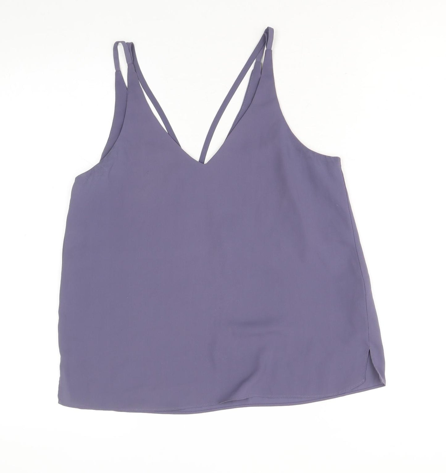 Topshop Womens Purple Polyester Basic Tank Size 10 V-Neck