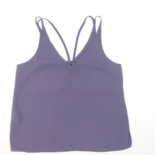 Topshop Womens Purple Polyester Basic Tank Size 10 V-Neck