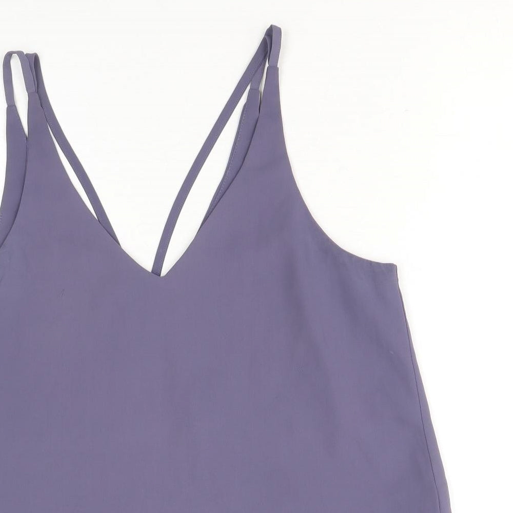 Topshop Womens Purple Polyester Basic Tank Size 10 V-Neck