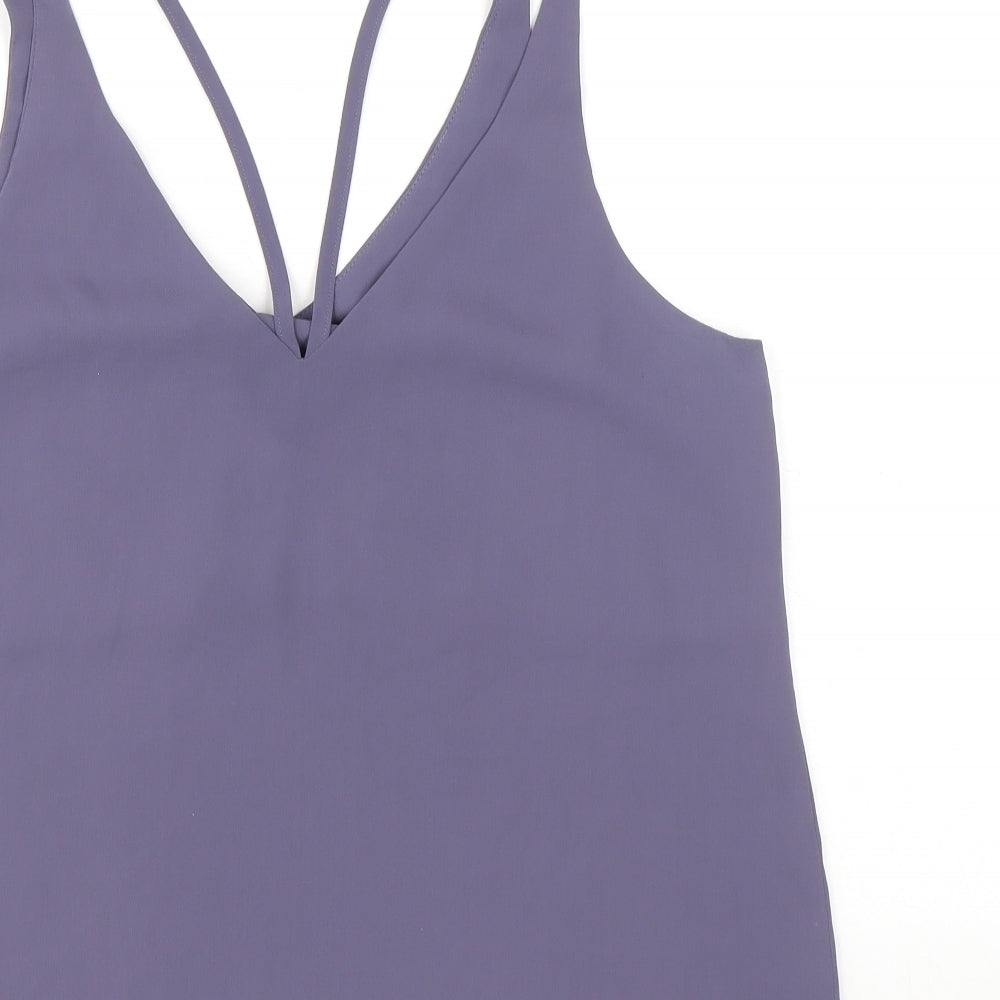 Topshop Womens Purple Polyester Basic Tank Size 10 V-Neck