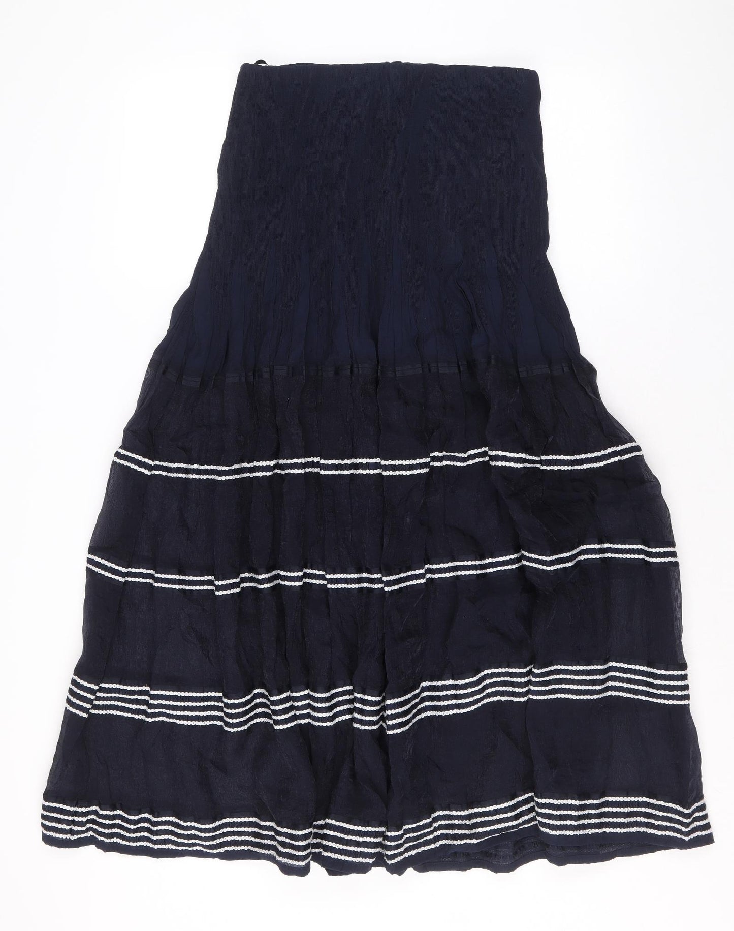 Per Una Womens Blue Striped Polyamide Peasant Skirt Size 10