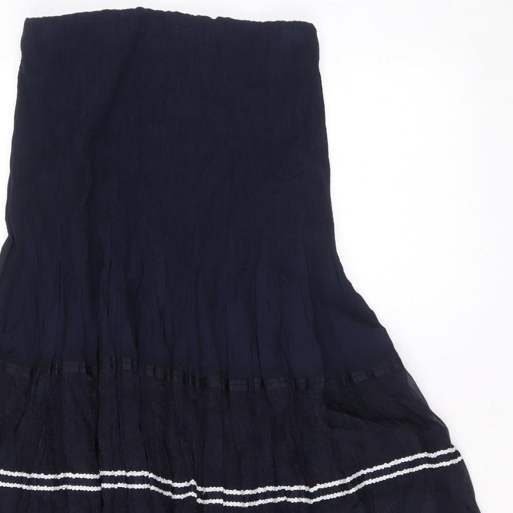 Per Una Womens Blue Striped Polyamide Peasant Skirt Size 10