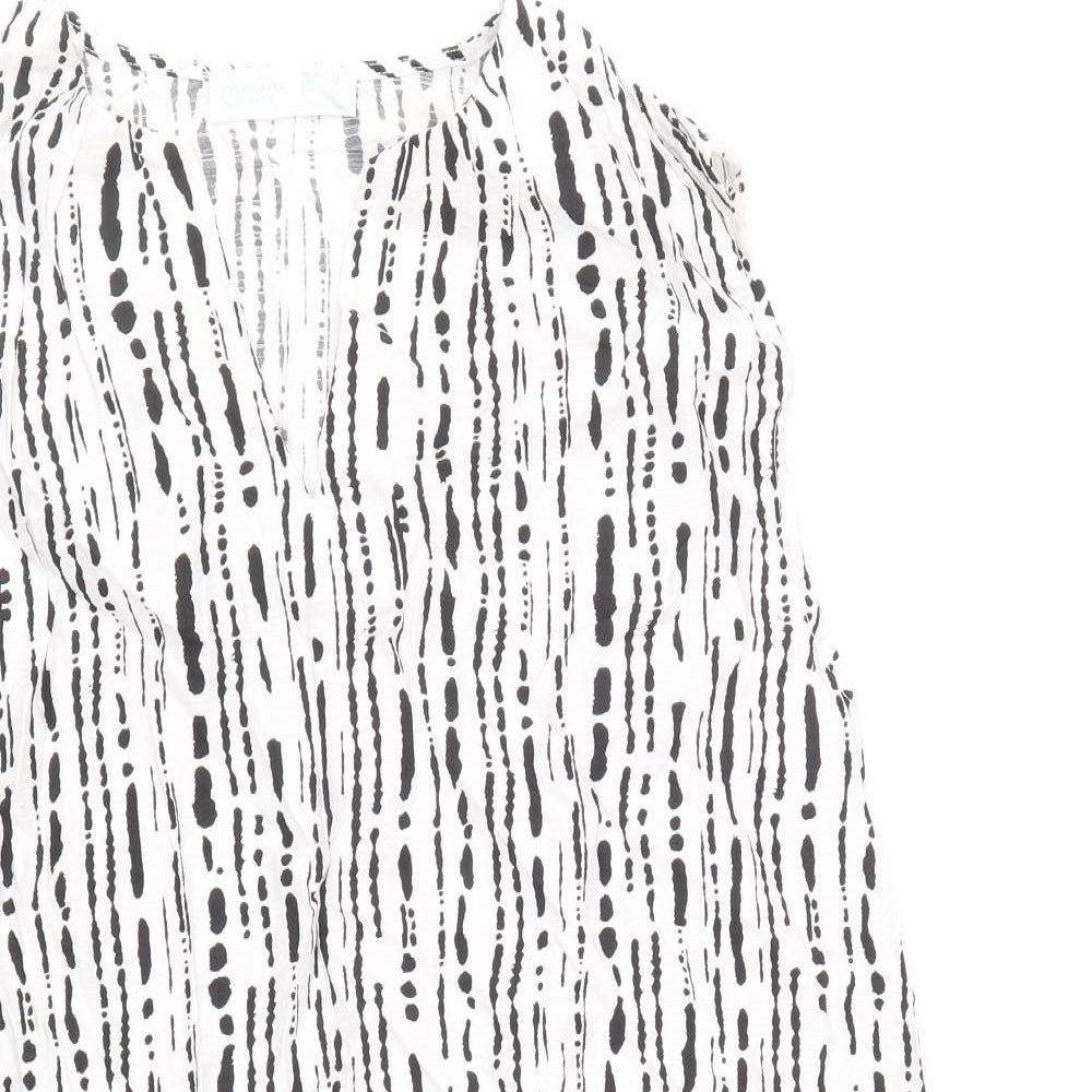 Primark Womens White Geometric Viscose Tunic Tank Size 10 V-Neck