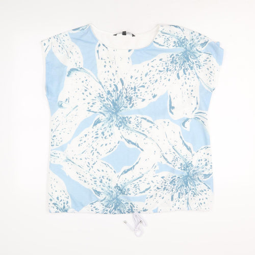Bonmarché Womens Blue Round Neck Floral Polyester Pullover Jumper Size 16