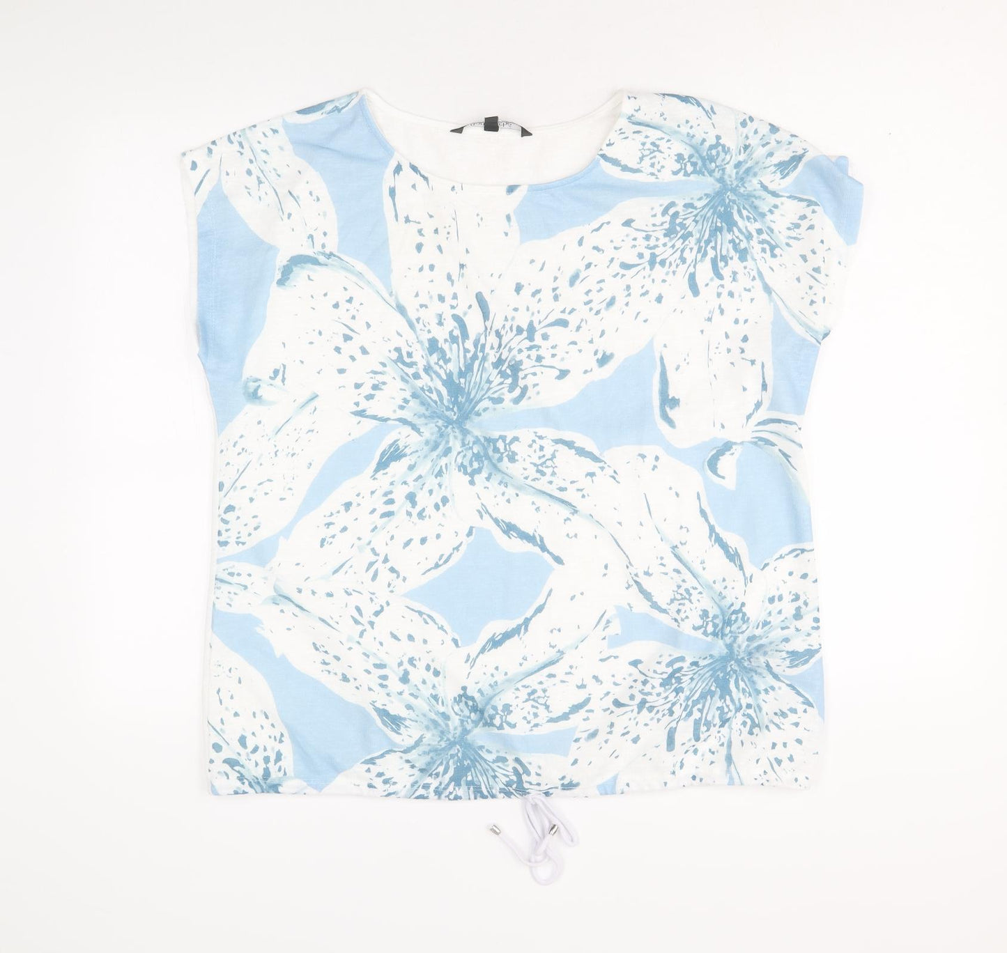 Bonmarché Womens Blue Round Neck Floral Polyester Pullover Jumper Size 16