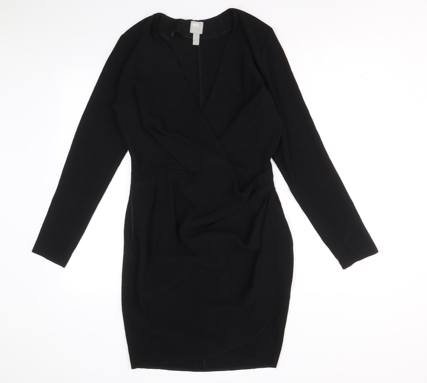 ASOS Womens Black Polyester Pencil Dress Size 10 V-Neck Zip