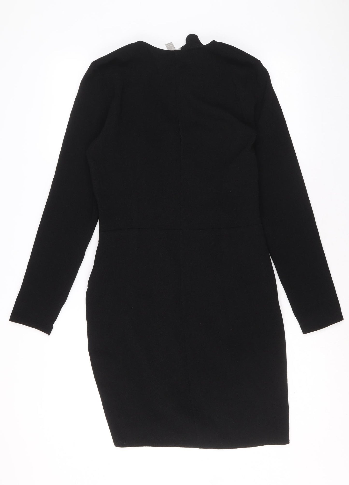 ASOS Womens Black Polyester Pencil Dress Size 10 V-Neck Zip