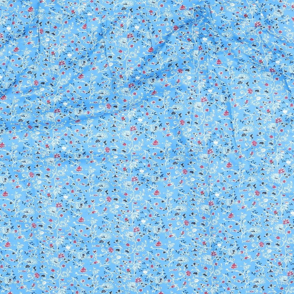 Preworn Womens Blue Floral Polyester Basic T-Shirt Size 3XL Scoop Neck