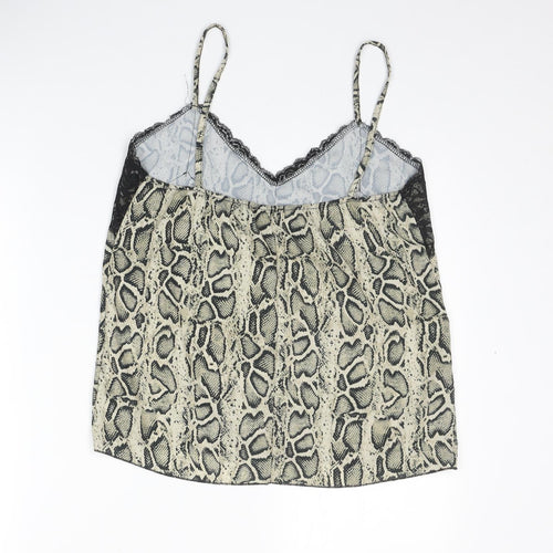 Made in Italy Womens Multicoloured Animal Print Polyester Camisole Tank Size 12 V-Neck - Snake Skin Print Lace Trim
