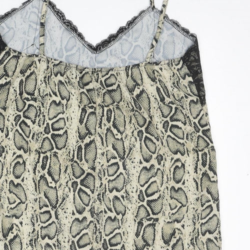 Made in Italy Womens Multicoloured Animal Print Polyester Camisole Tank Size 12 V-Neck - Snake Skin Print Lace Trim