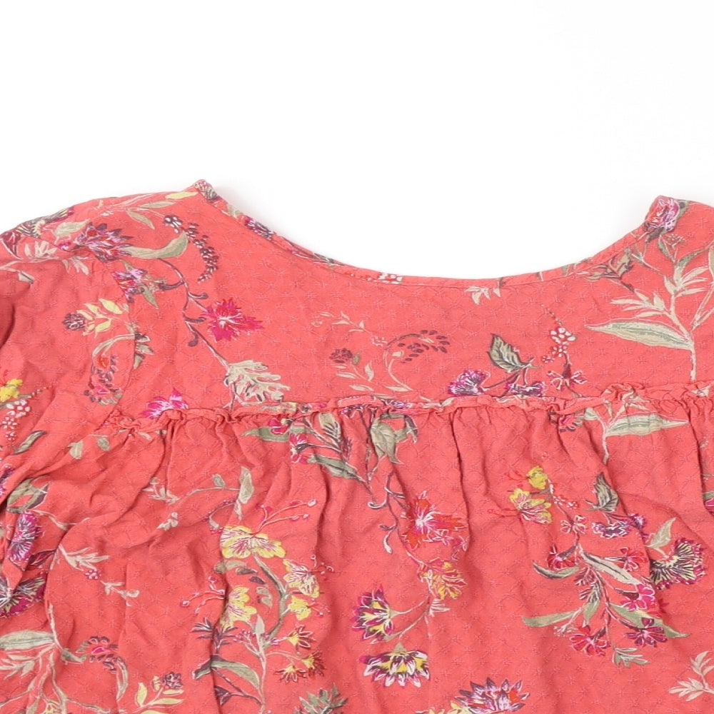 Marks and Spencer Womens Pink Floral Viscose Basic Blouse Size 14 Scoop Neck