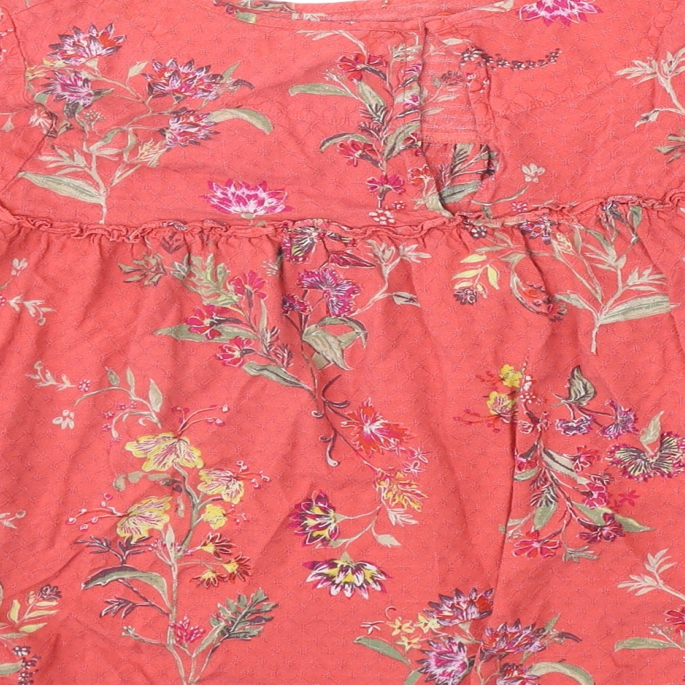 Marks and Spencer Womens Pink Floral Viscose Basic Blouse Size 14 Scoop Neck