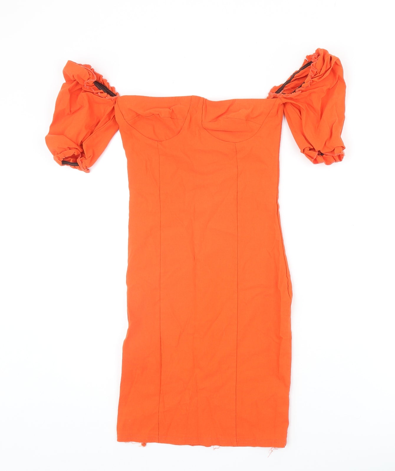 I SAW IT FIRST Womens Orange Polyester Bodycon Size 8 Scoop Neck Pullover