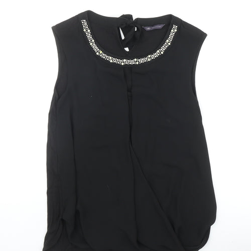 Marks and Spencer Womens Black Polyester Basic Tank Size 10 Scoop Neck