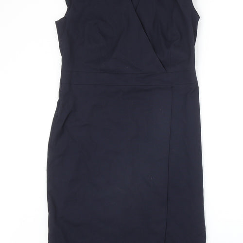 NEXT Womens Blue Polyester A-Line Size 10 V-Neck Zip