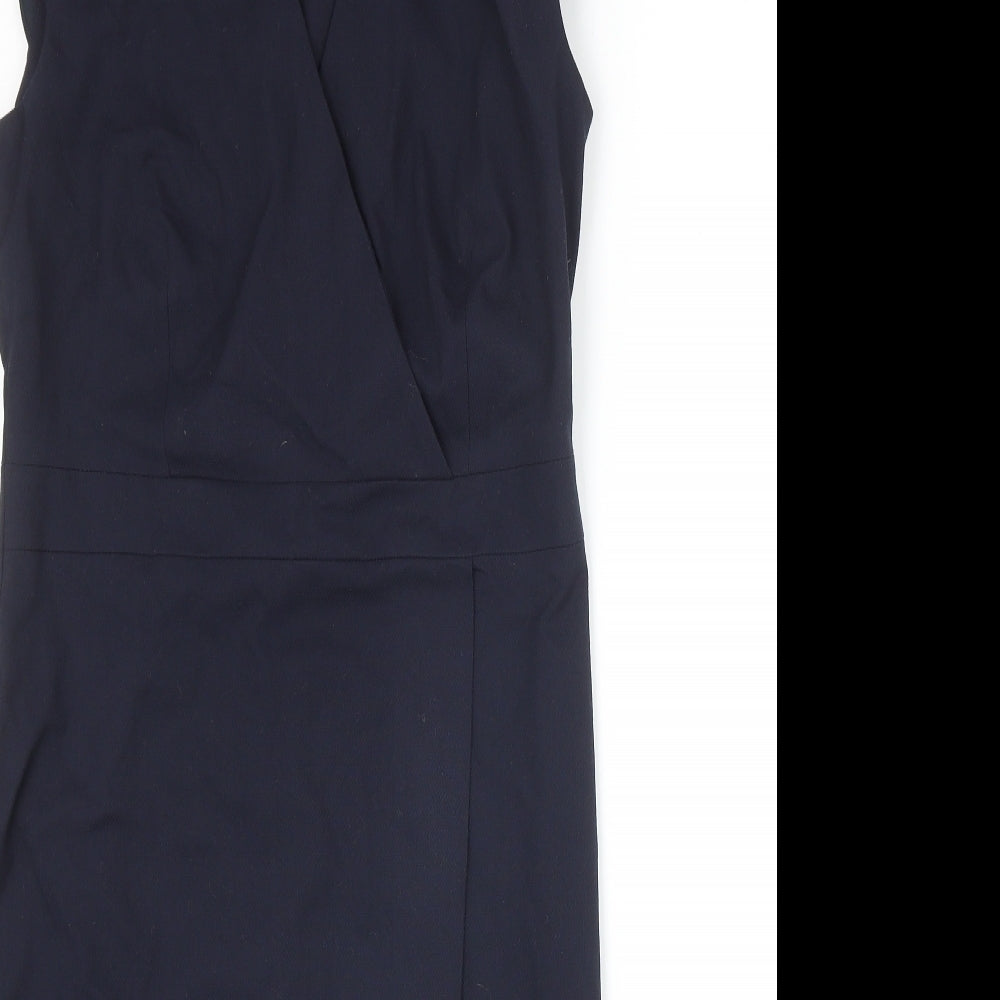 NEXT Womens Blue Polyester A-Line Size 10 V-Neck Zip