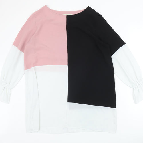 Hoxton Gal Womens Multicoloured Geometric Polyester Basic Blouse Size 12 Round Neck