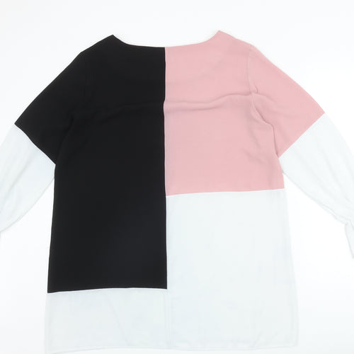 Hoxton Gal Womens Multicoloured Geometric Polyester Basic Blouse Size 12 Round Neck
