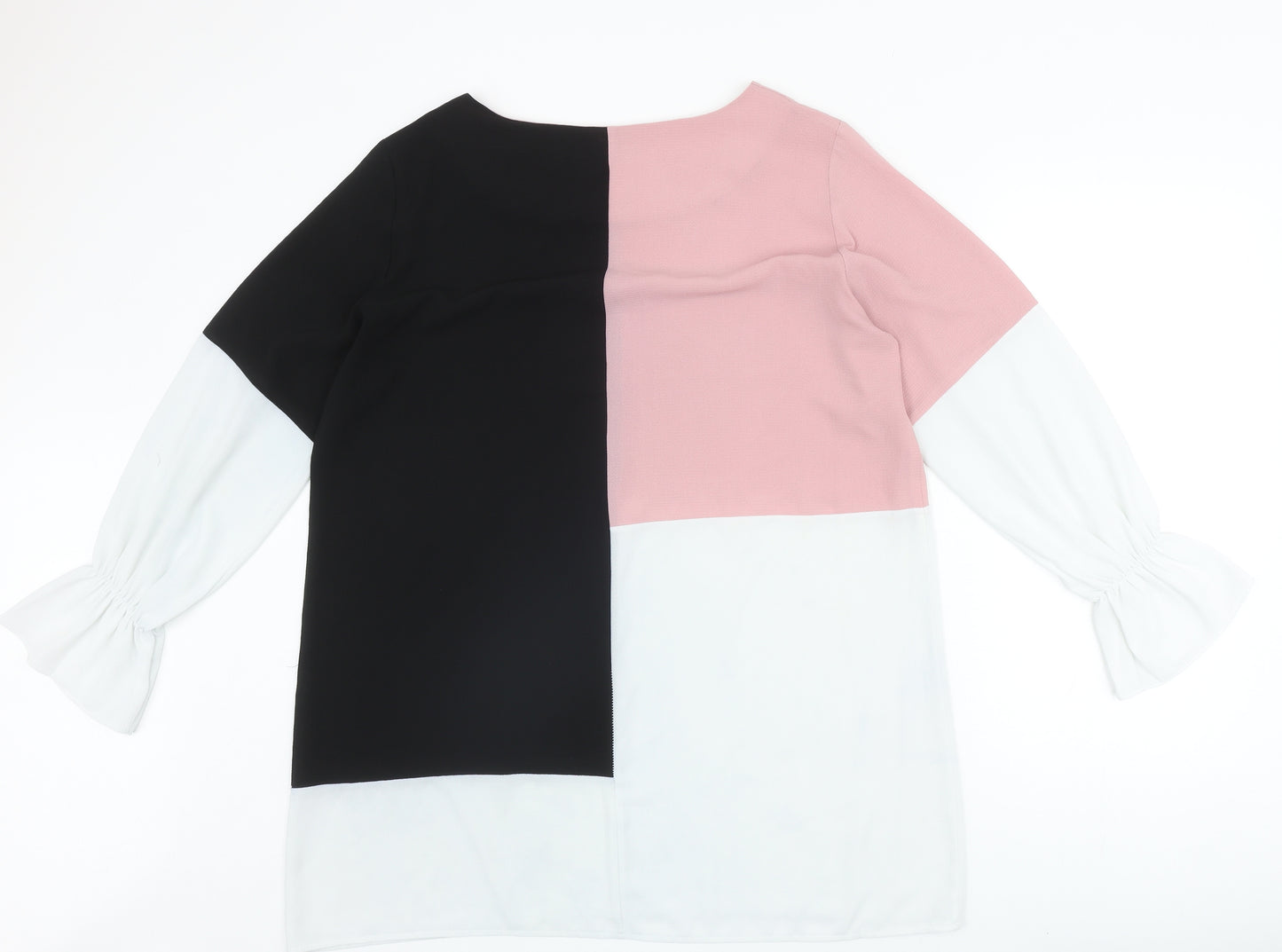 Hoxton Gal Womens Multicoloured Geometric Polyester Basic Blouse Size 12 Round Neck