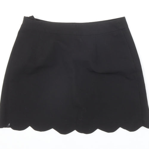 ASOS Womens Black Polyester A-Line Skirt Size 12 Zip