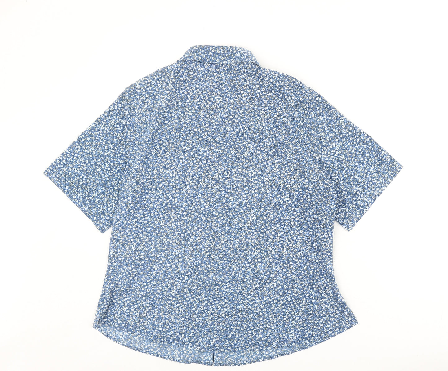 Honor Millburn Womens Blue Geometric Polyester Basic Button-Up Size 12 Collared
