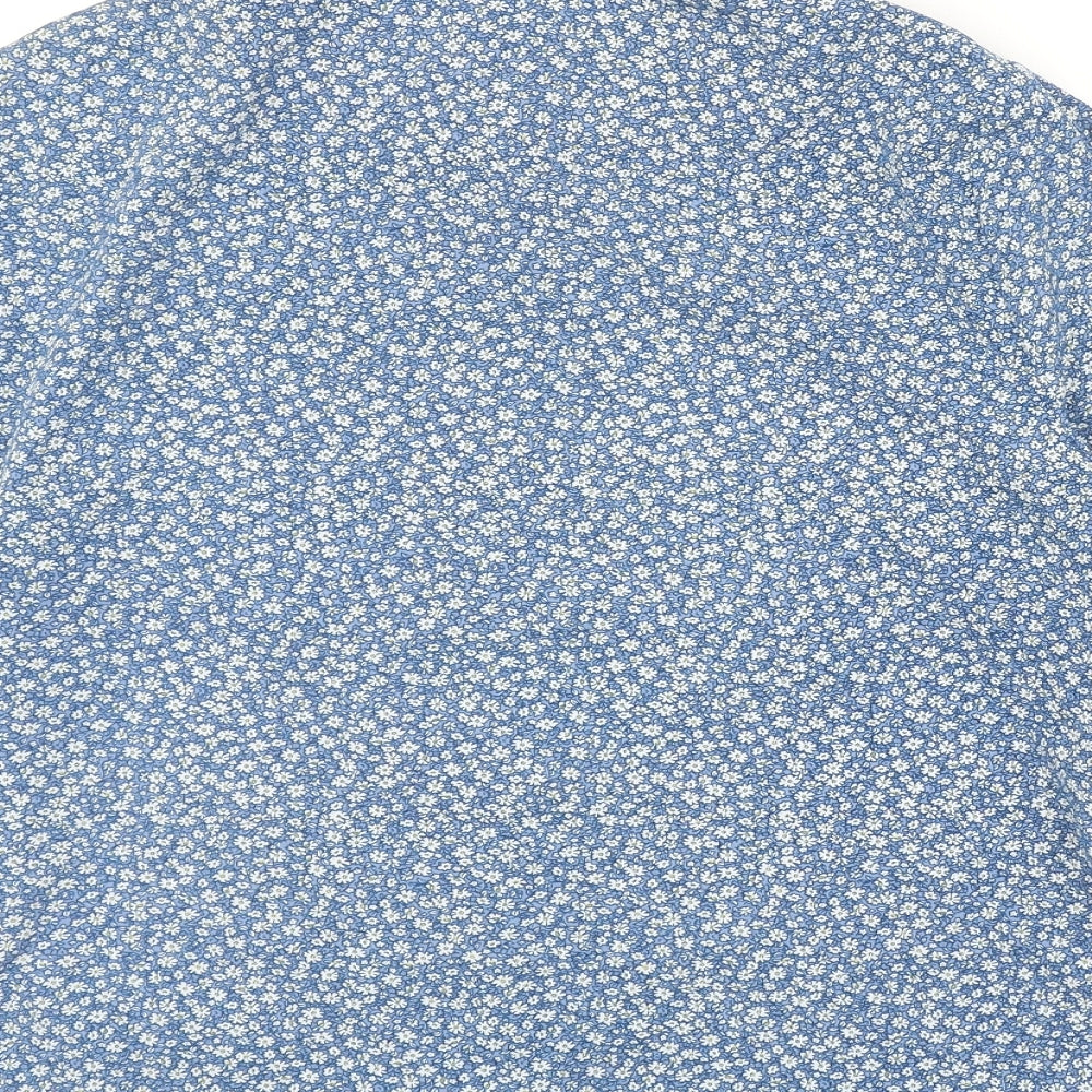 Honor Millburn Womens Blue Geometric Polyester Basic Button-Up Size 12 Collared