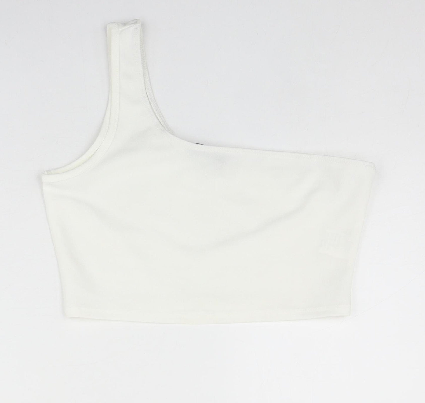 SheIn Womens White Polyester Cropped Tank Size M One Shoulder