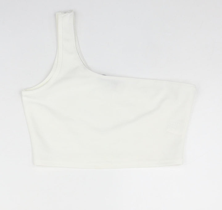 SheIn Womens White Polyester Cropped Tank Size M One Shoulder