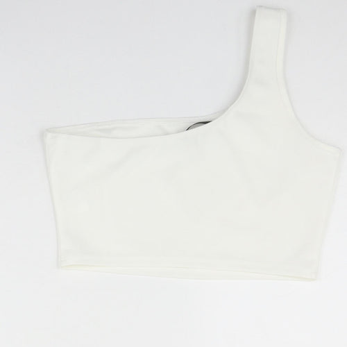 SheIn Womens White Polyester Cropped Tank Size M One Shoulder