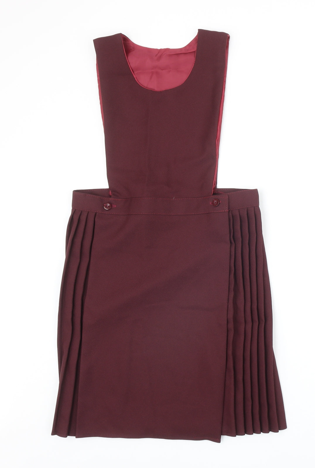 Preworn Girls Purple Polyester Pinafore/Dungaree Dress Size 11-12 Years Scoop Neck Button