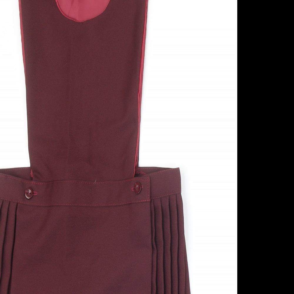 Preworn Girls Purple Polyester Pinafore/Dungaree Dress Size 11-12 Years Scoop Neck Button